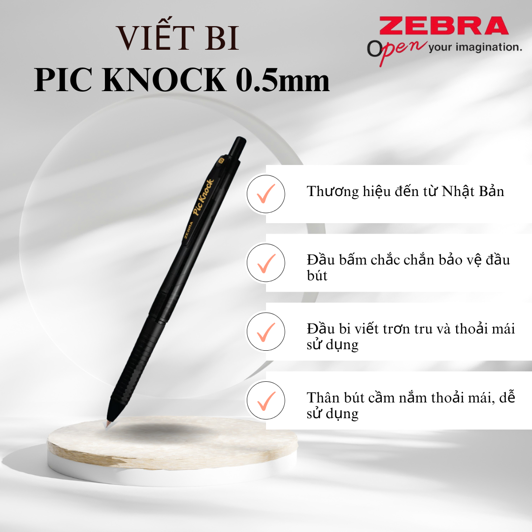 Viết bi bấm Pic Knock 0.5mm - Zebra [Chính hãng]