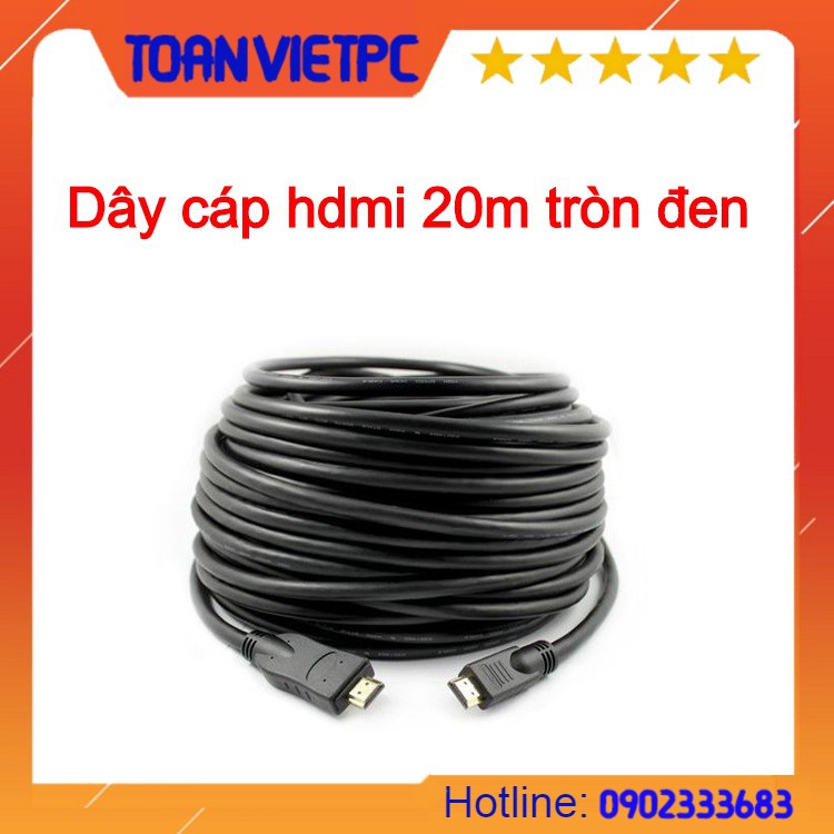 Cáp tín hiệu hdmi tròn, đen, dài 20m