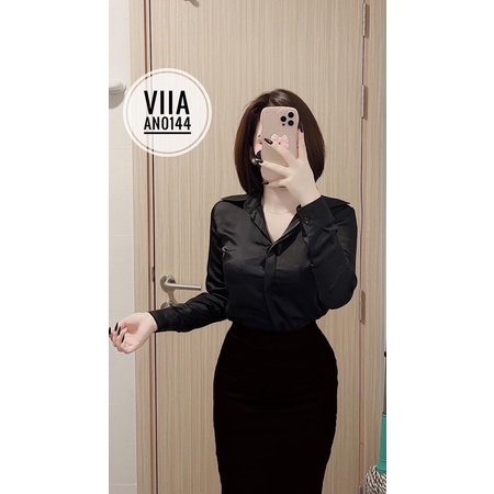 [Nhập LAZFASHION32 - giảm 60K]Sơ mi Lụa Dài Tay Thiết Kế AN0144 VIIA DESIGN