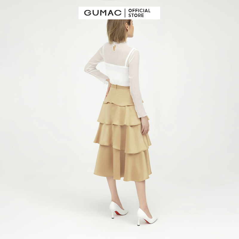 Nơi bán Chân váy nữ 4 tầng GUMAC mẫu mới VB598 Chất Liệu Lụa Pháp form xòe rã tầng style trẻ trung