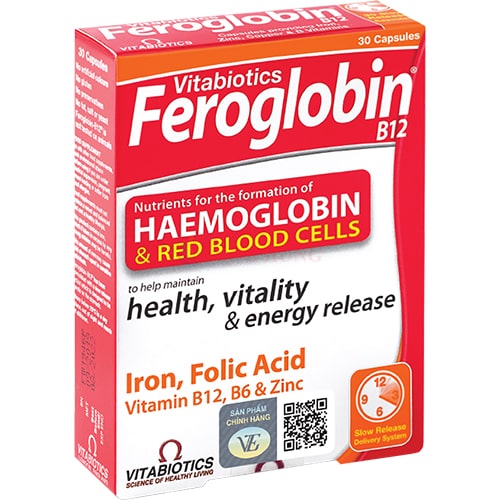 Viên uống Vitabiotics Feroglobin B12 bổ sung sắt (30 viên)