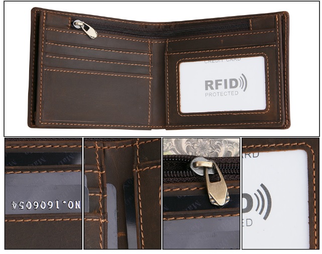 Ví Bóp Nam Da Bò Sáp Thật Cao Cấp Công Nghệ Chống TRộm RFID - Đồ Da Kingshop