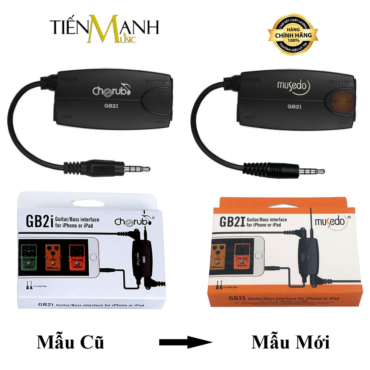 Thiết bị thu âm, livestream musedo gb2i cho nhạc cụ, guitar kết nối điện thoại, smartphone