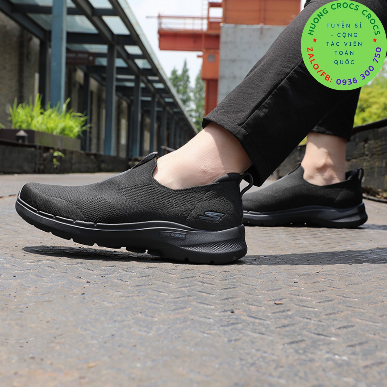 GIÀY THỂ THAO SKECHERS GOWALK 6 MÀU ĐEN ĐẾ ĐEN