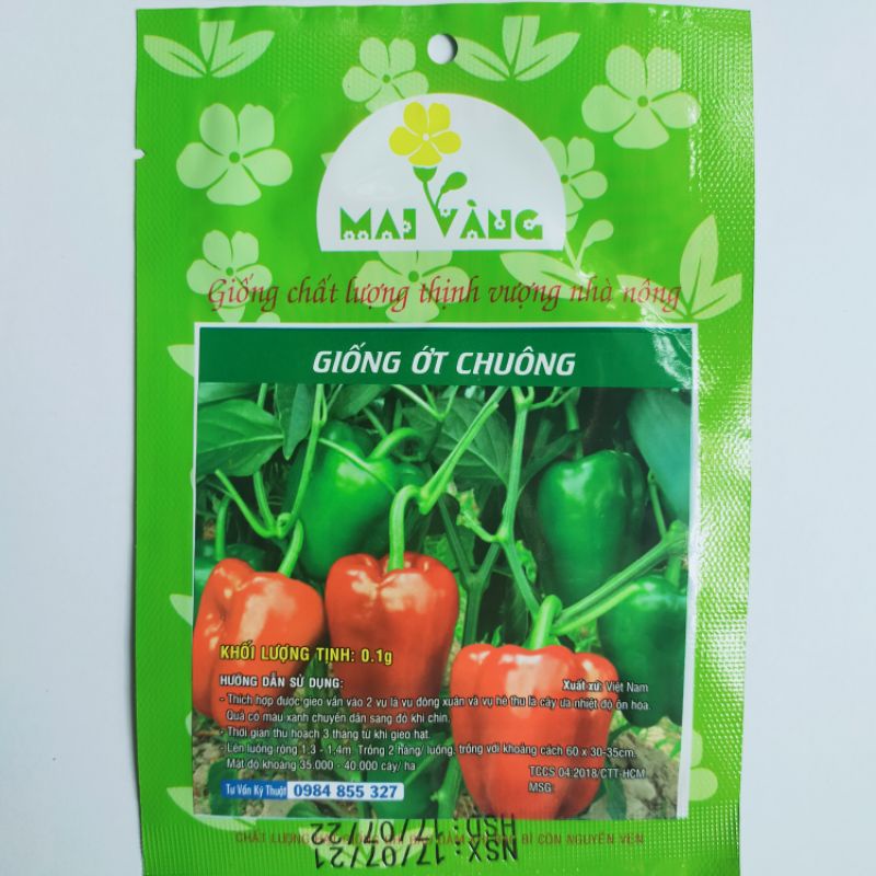 Hạt giống Ớt chuông đỏ , đóng gói 0.5gr (khoảng 40 hạt)