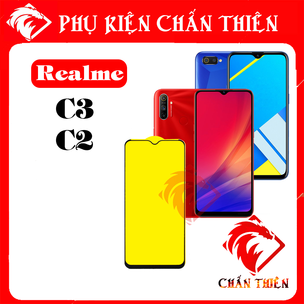 Kính cường lực Realme C2 full màn hình và trong suốt tặng kèm khăn lau màn hình