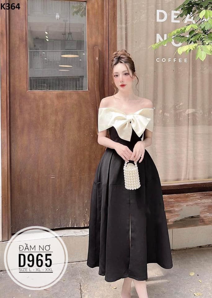 Bigsize Đầm xuông nơ tiểu thư D965