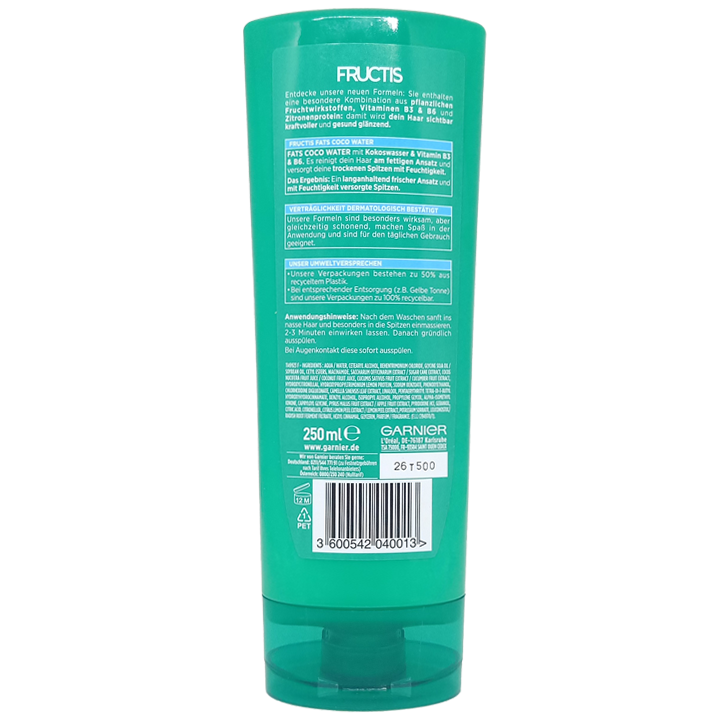 Dầu xả Nước Dừa Garnier Fructis Fats Coco, 250ml