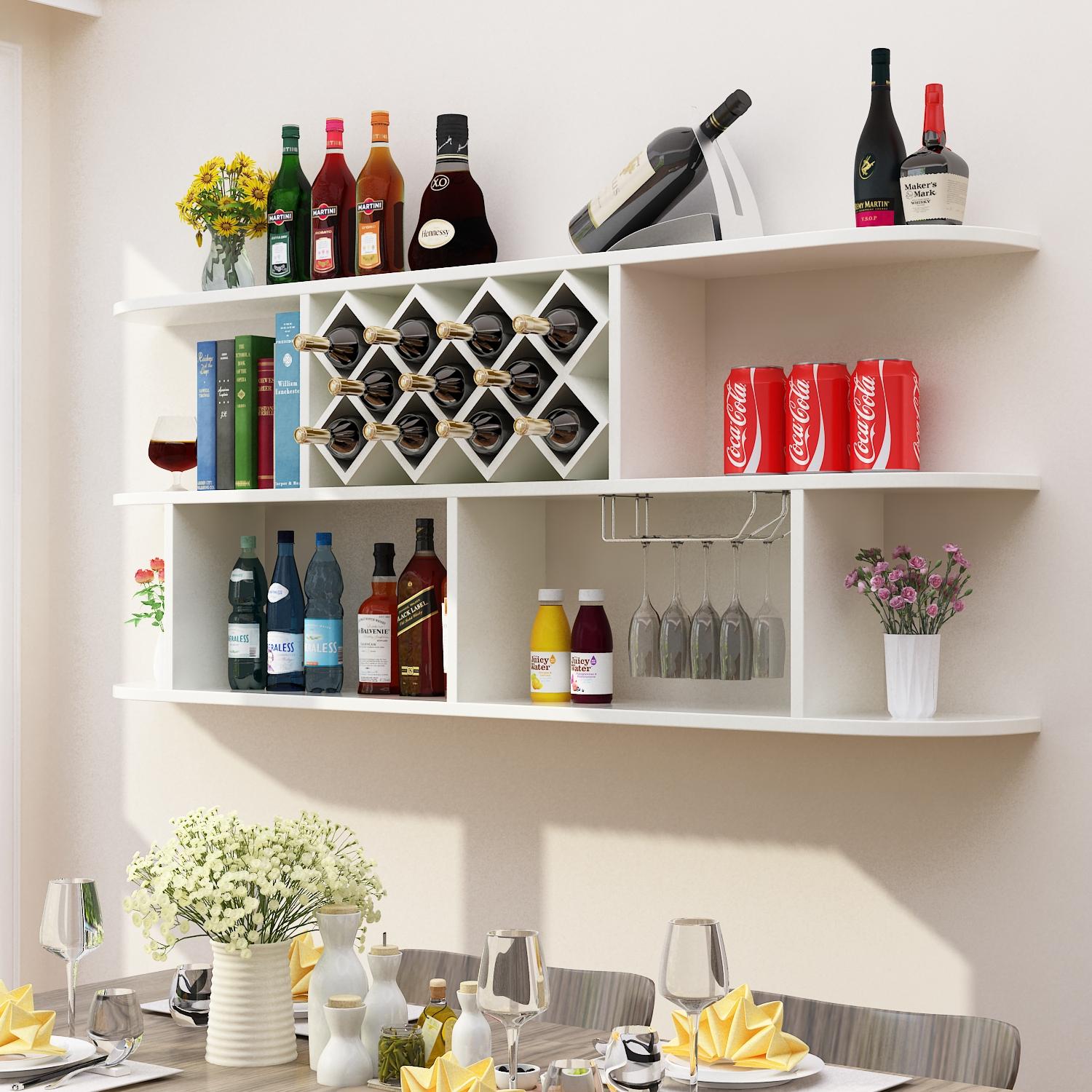 Kệ rượu treo tường  3 tầng rộng 1,6m