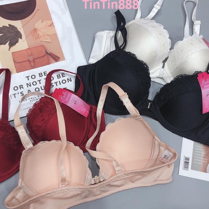 Đủ size 34 đến 40 - Áo ngực nữ mút mỏng cài trước có gọng nâng ngực trơn phối ren nâng ngực co dãn bút đúc mềm mại - áo lót nâng ngực chống sệ - TinTin888