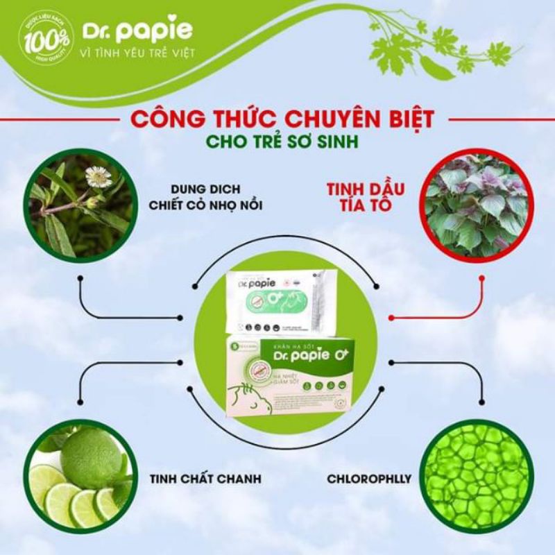 KHĂN LAU HẠ SỐT THẢO DƯỢC Dr.Papie