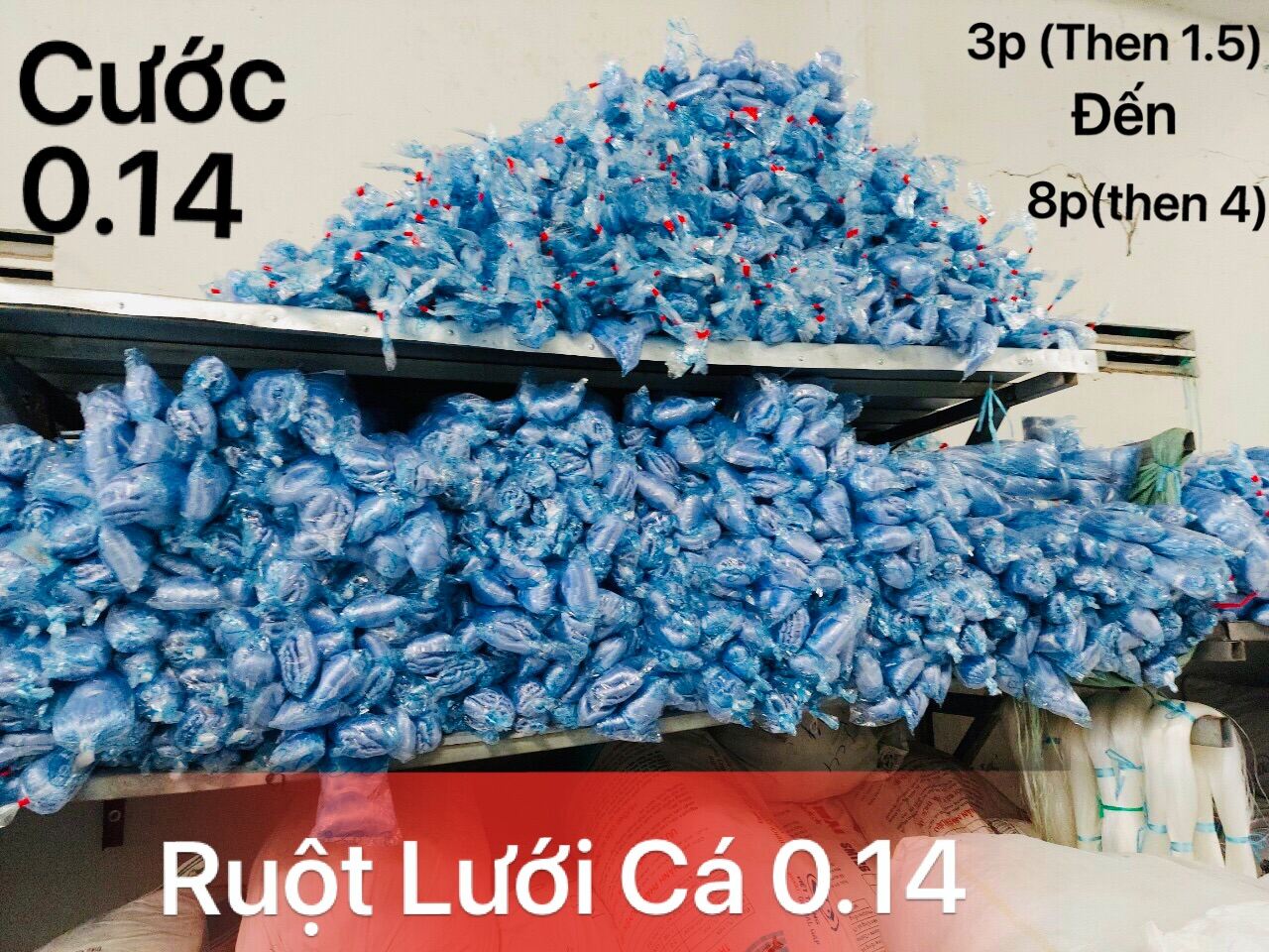 Ruột lưới đánh cá, lưới cây chưa bắt - hiệu hai sheng,cây 500g, cước 0.14