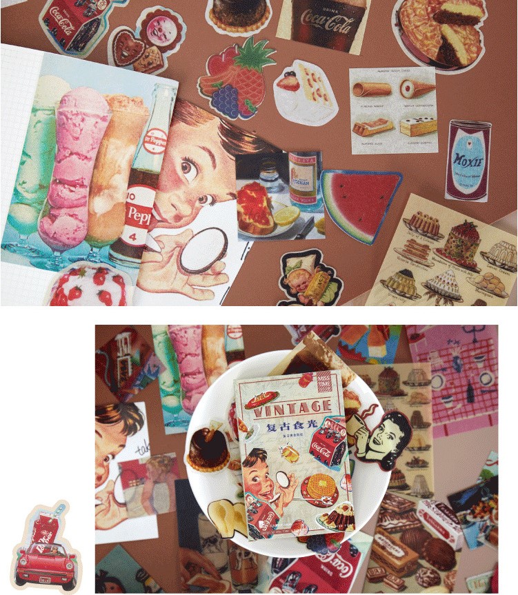 Bộ sticker trang trí sổ bullet journal retro cổ điển -Diary