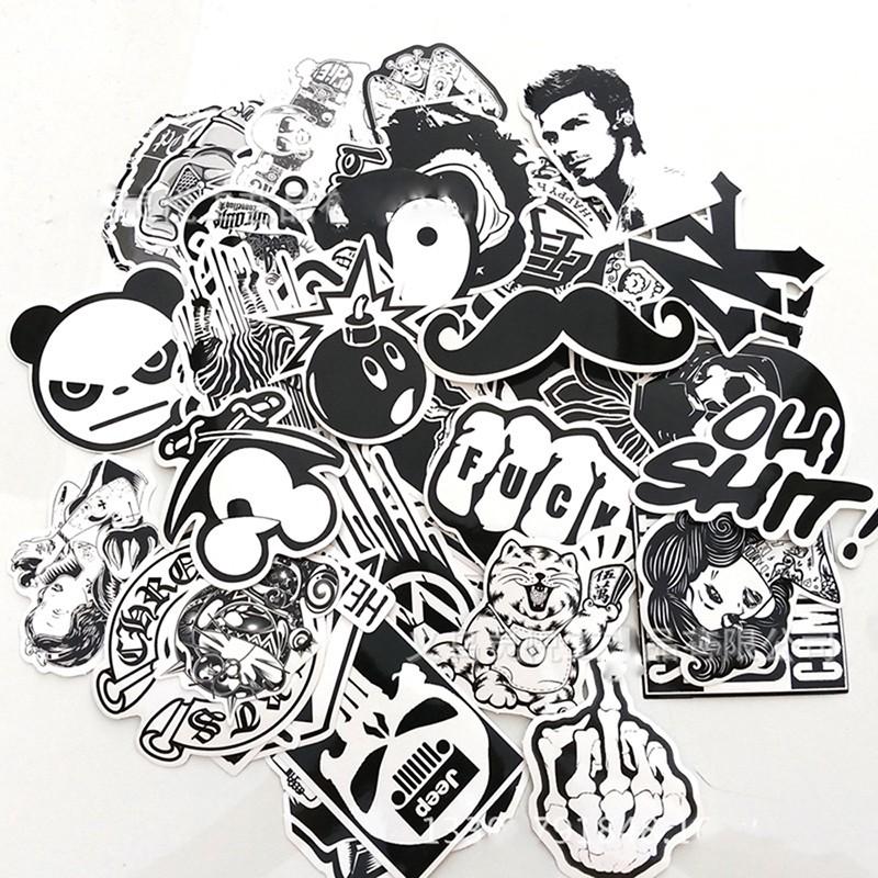 Sticker dán xe, dán mũ, dán laptop... Chủ đề HÌNH ĐEN TRẮNG