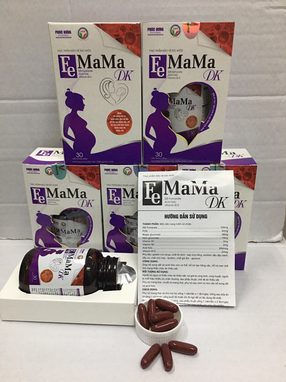 Fe Mama Dk bổ sung sắt và acid folic, giảm thiếu máu do thiếu sắt, hỗ trợ quá trình tạo máu 30viên
