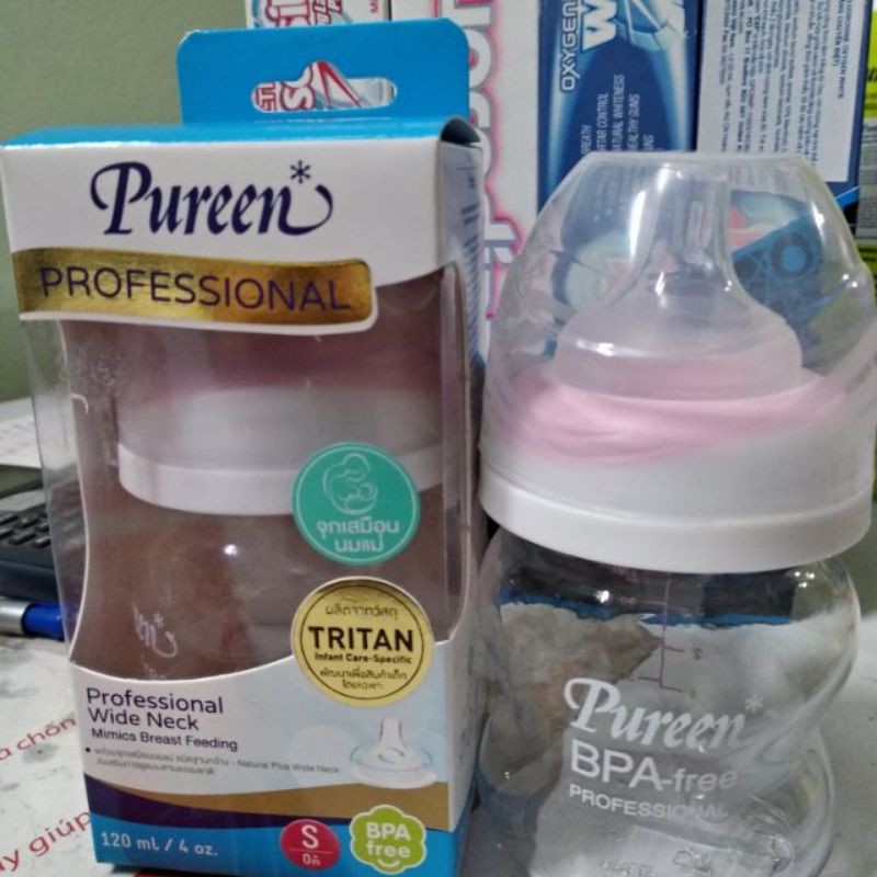 Bình sữa cao cấp Pureen cổ rộng 120ml,250ml