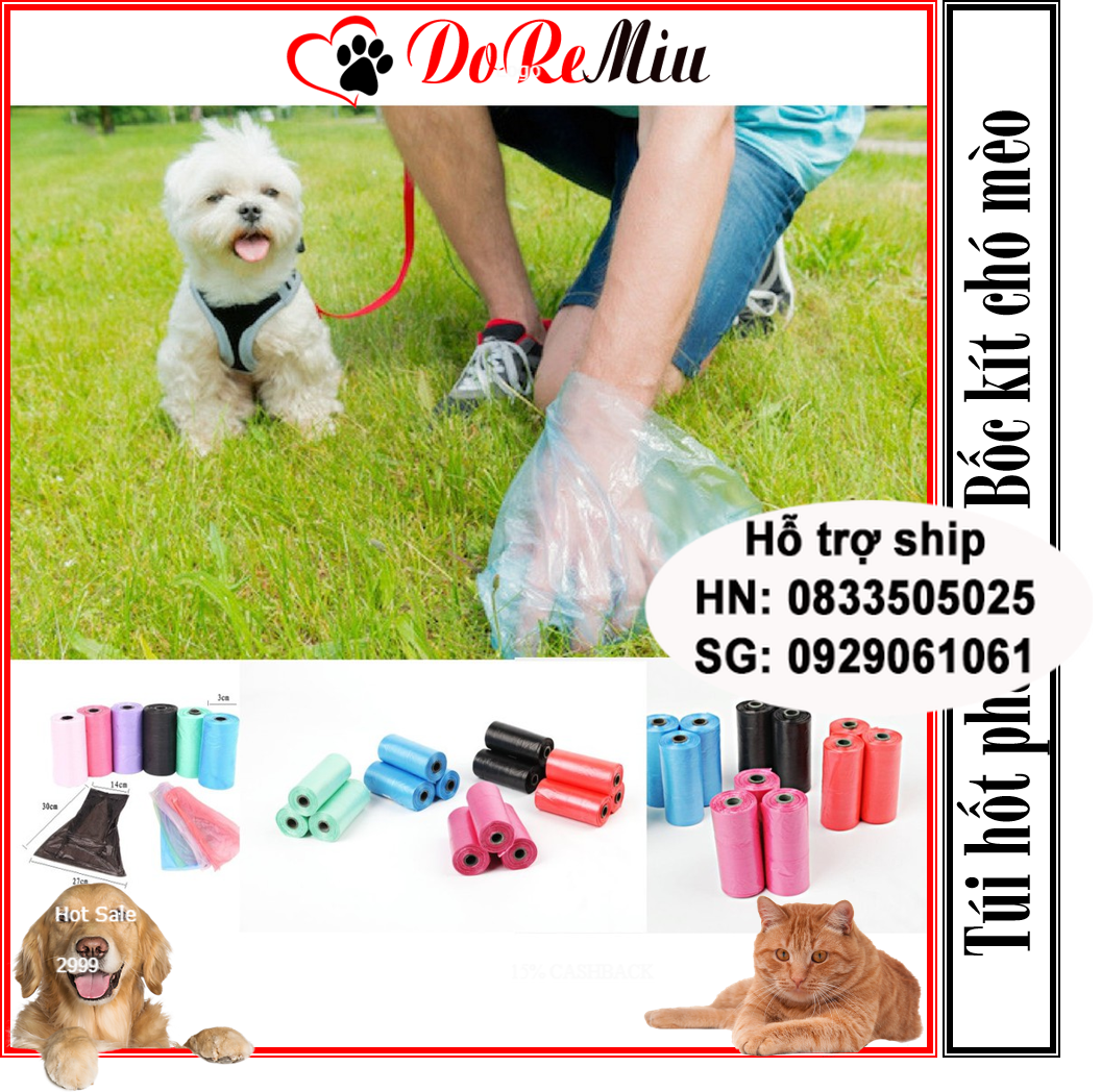 Doremiu-  Combo 10 cuộn (150 Túi) hốt phân chó bốc kít túi nilon dùng bọc xẻng gắp phân