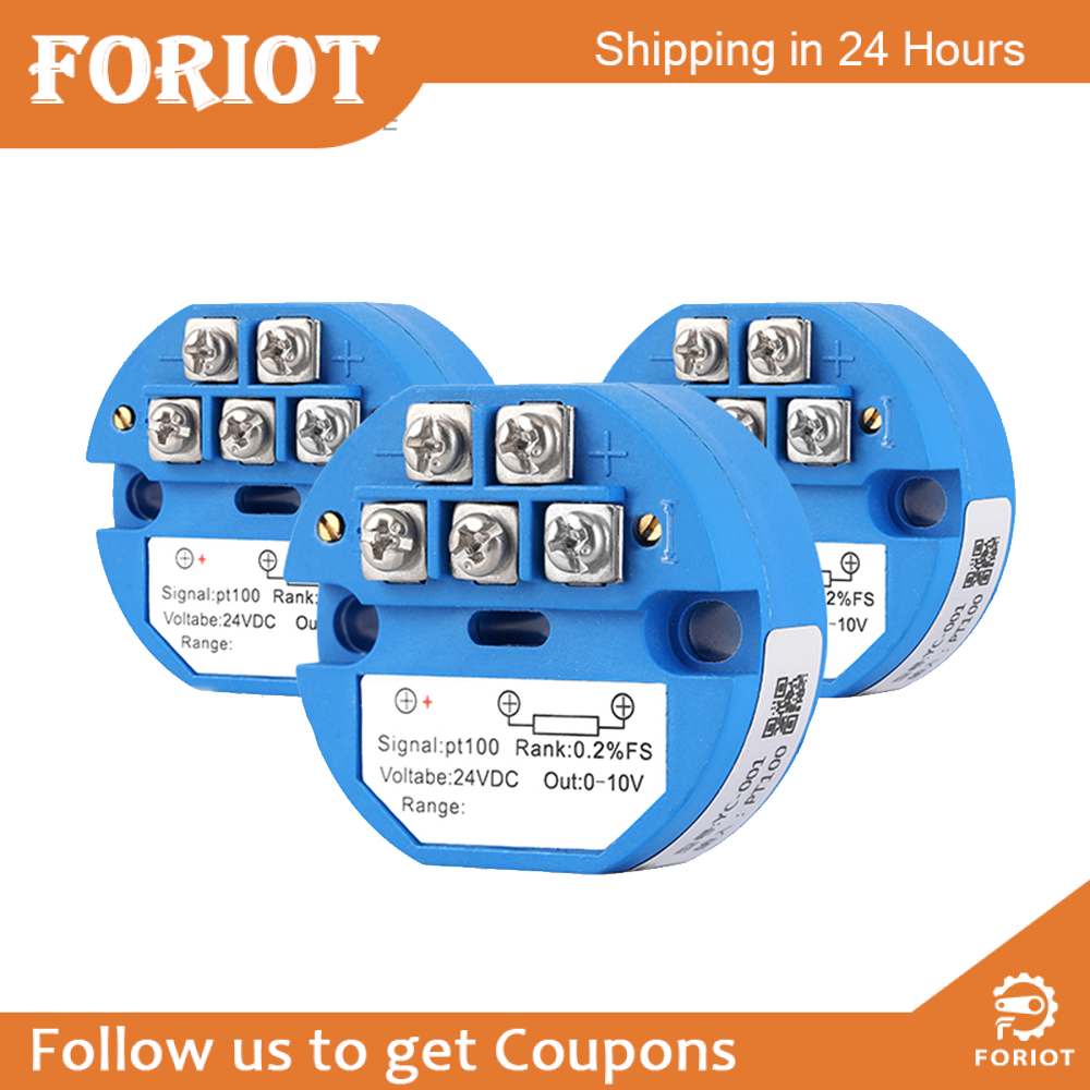Foriot PT100 Temperature Sensor Temperature Transmitter Isolated Detector Module -40~ 120 Degree -4-20MA 24V