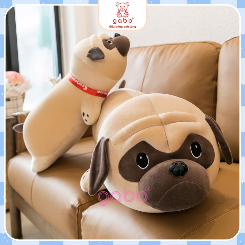 gấᴜ Bông Chó Pug Nằm, Gối ôm chó pulldog mặt nhăn siêu mềm
