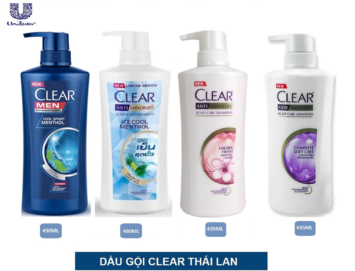 HCM Dầu gội clear Thái Lan Mẫu Mới Chai 435ml 450ml 480ml