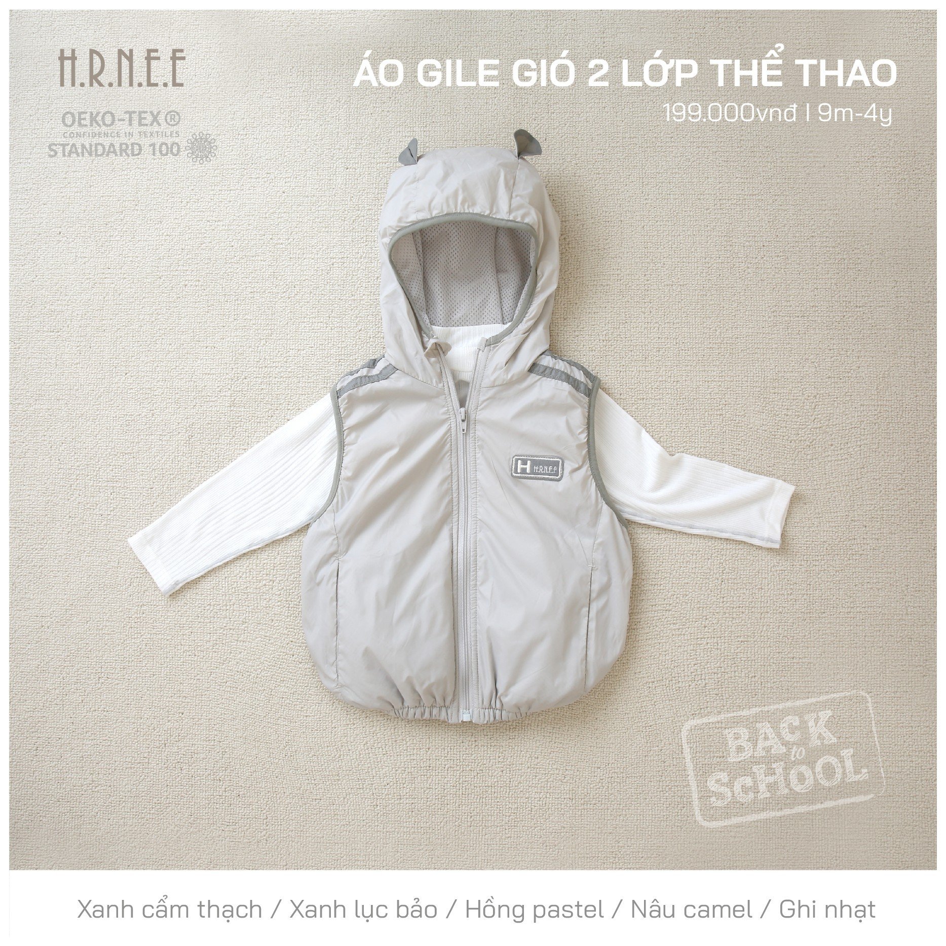 Áo gile gió 2 lớp thể thao Hrnee