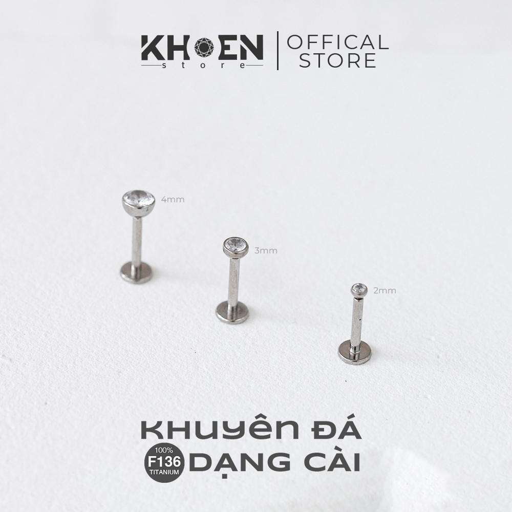 (1 Chiếc) Khuyên đá cài thân 1.2mm - Titanium - Khoen Store