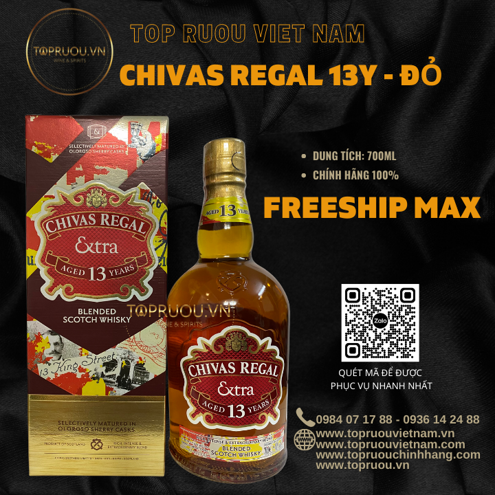 [TopRuouVietNam] Rượu Whisky Chivas  Regal 13 Đỏ - 700ml [Hàng Thật]
