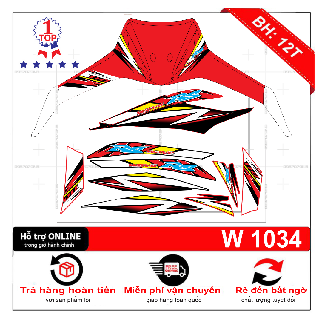 Tem rời wave rs 2012 đỏ đen chế