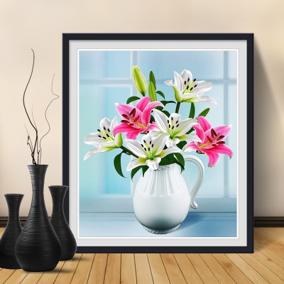 Tranh Thêu Chữ Thập Chỉ Lụa Bình Hoa Lyly HH0817