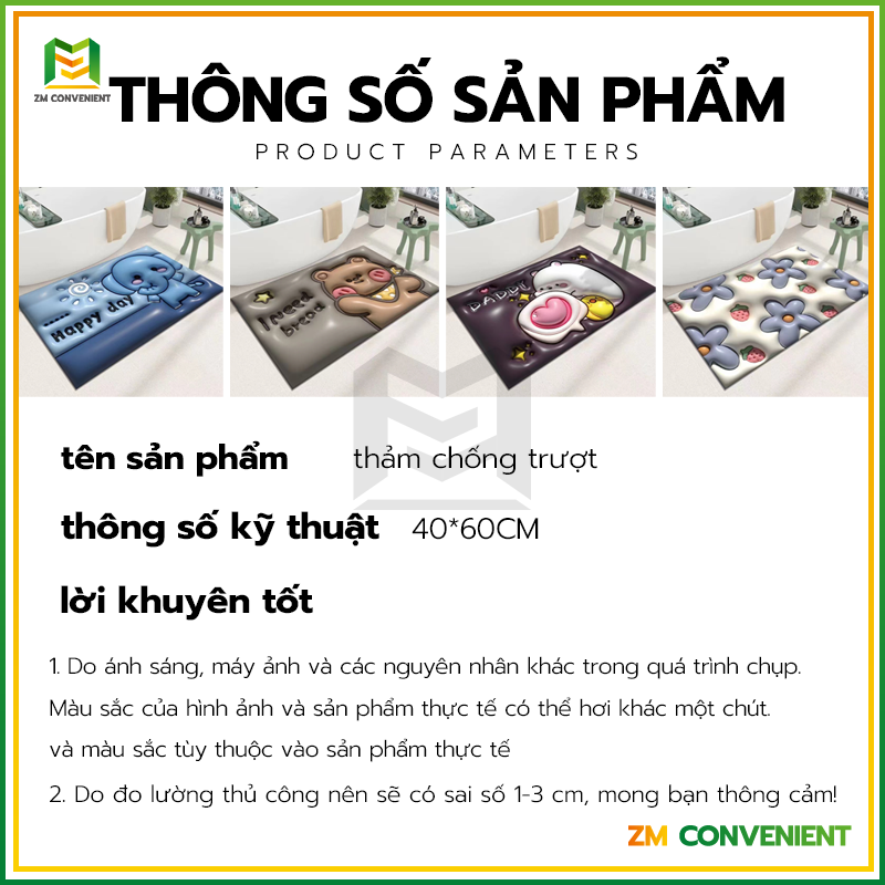 Thảm lau chân in hình 3D siêu THẢM LAU CHÂN, THẢM CHÙI CHÂN 3D CHỐNG TRƠN TRƯỢT SIÊU THẤM NHÀ TẮM ,NHÀ BẾP 40x60CM