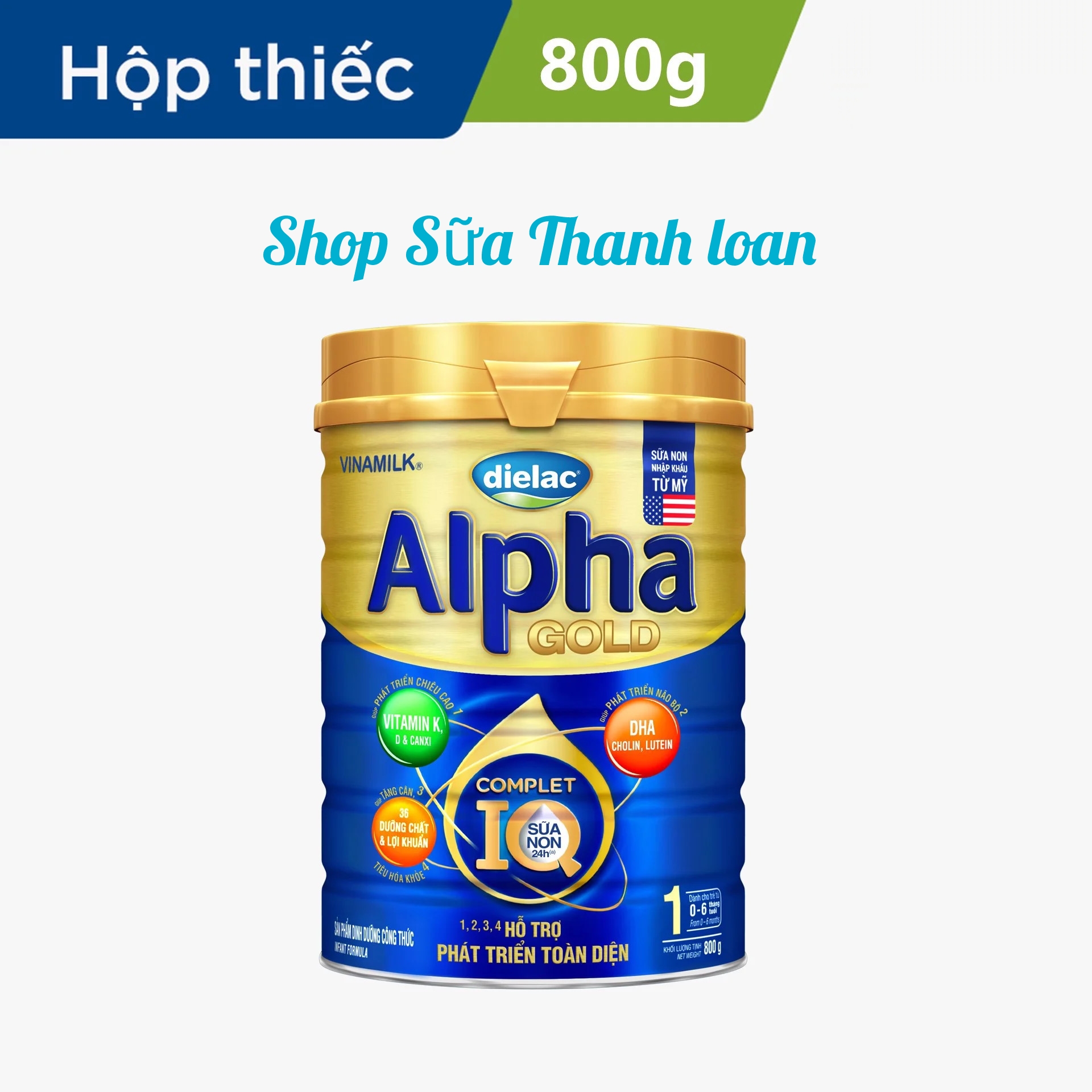 (Mẫu Mới) Sữa Bột Vinamilk Dielac Gold 1 800g.