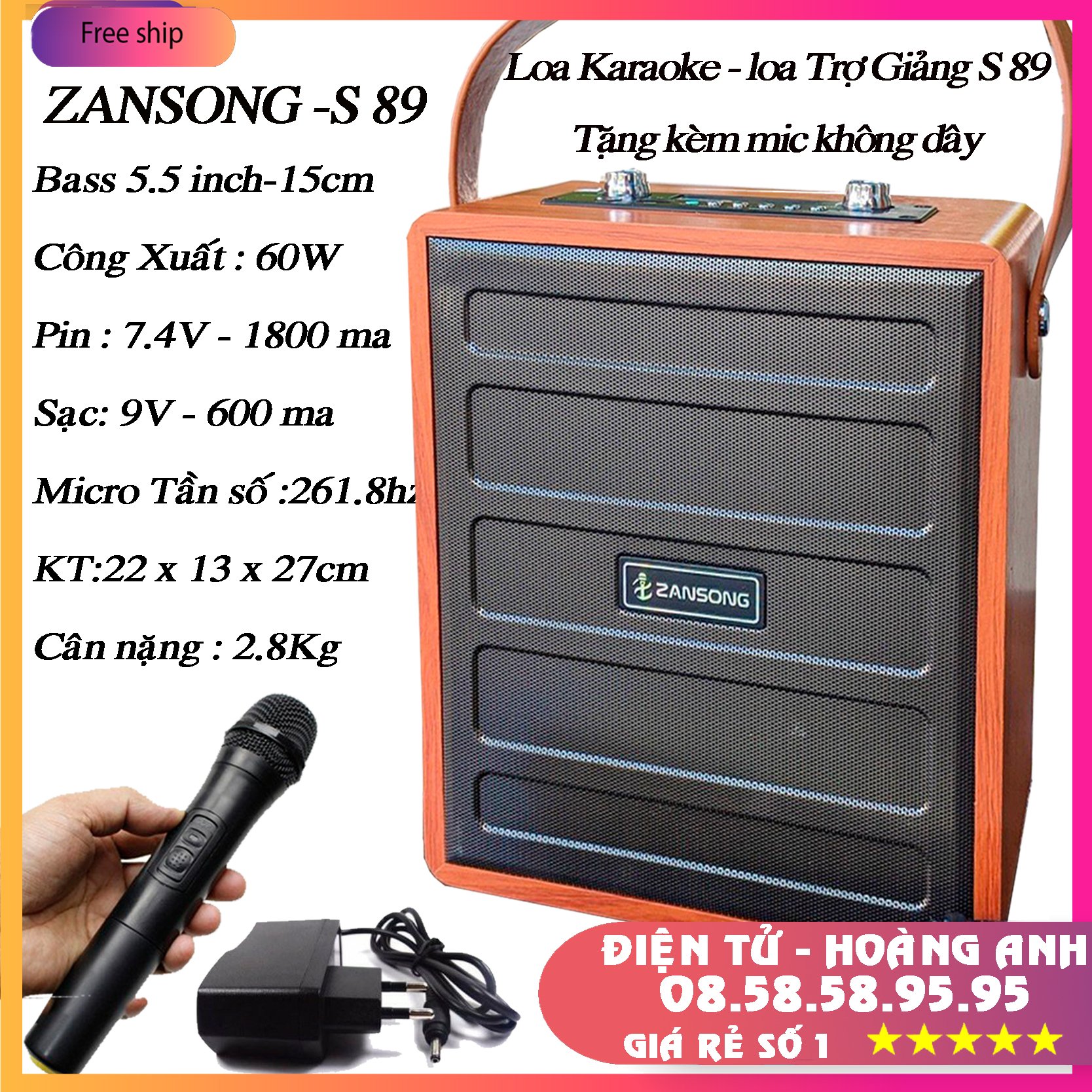 Loa Bluetooth Karaoke Daile S8 Xách Tay - Q8 (Tặng Kèm Micro Không Dây) Máy trợ giảng