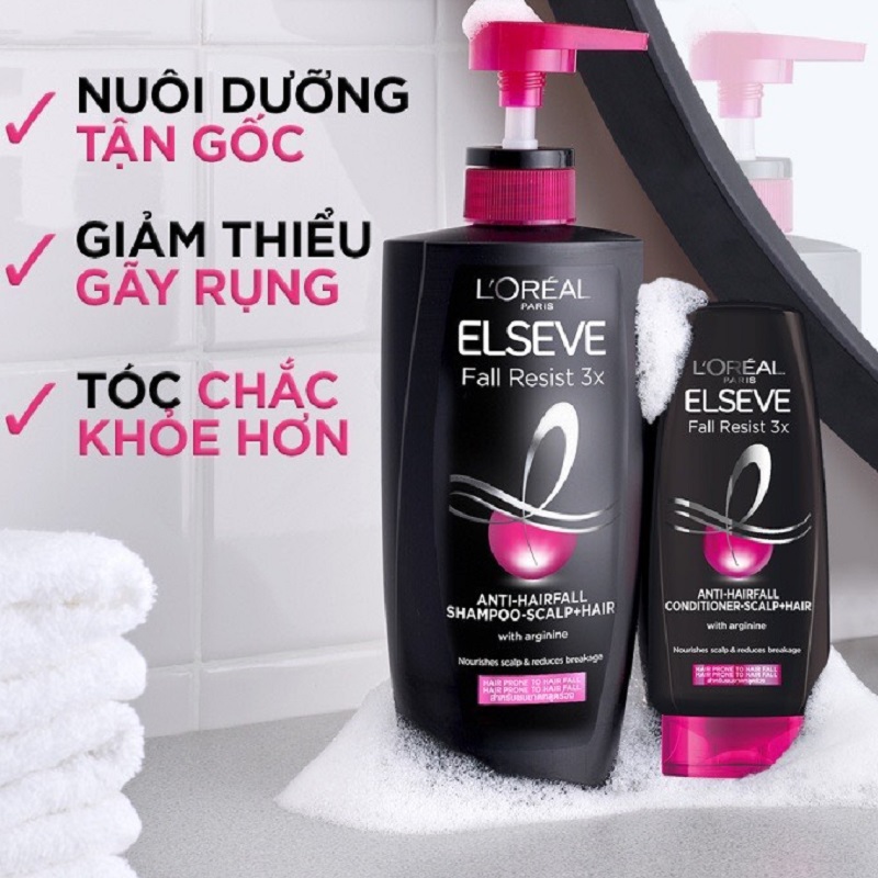 Combo L'Oreal Paris Elseve Fall Resist 3X Shampoo 620ml & Conditoner 280ml