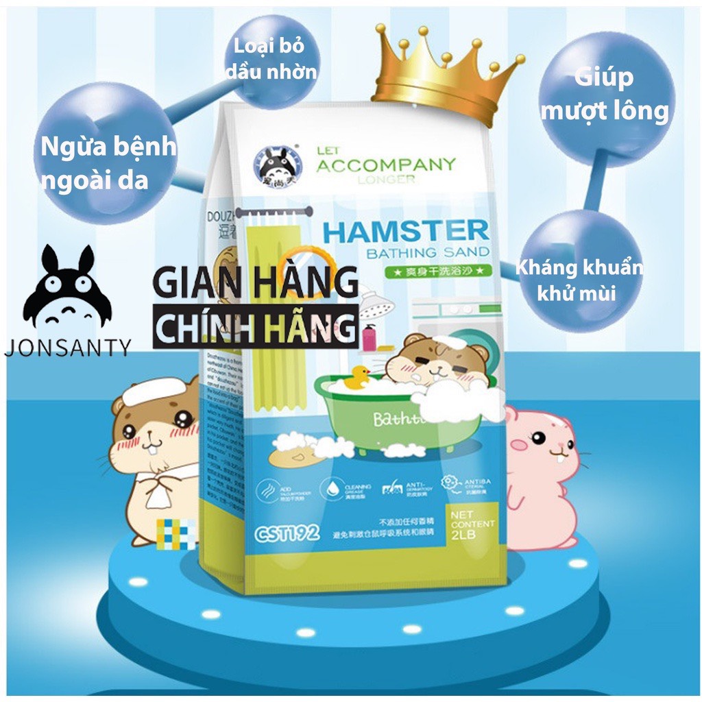 Cát tắm hamster cát hãng JONSANTY loại bỏ dầu nhờn làm mượt lông hamster, kháng khuẩn khử mùi ngừa rụng lông 908g CST192