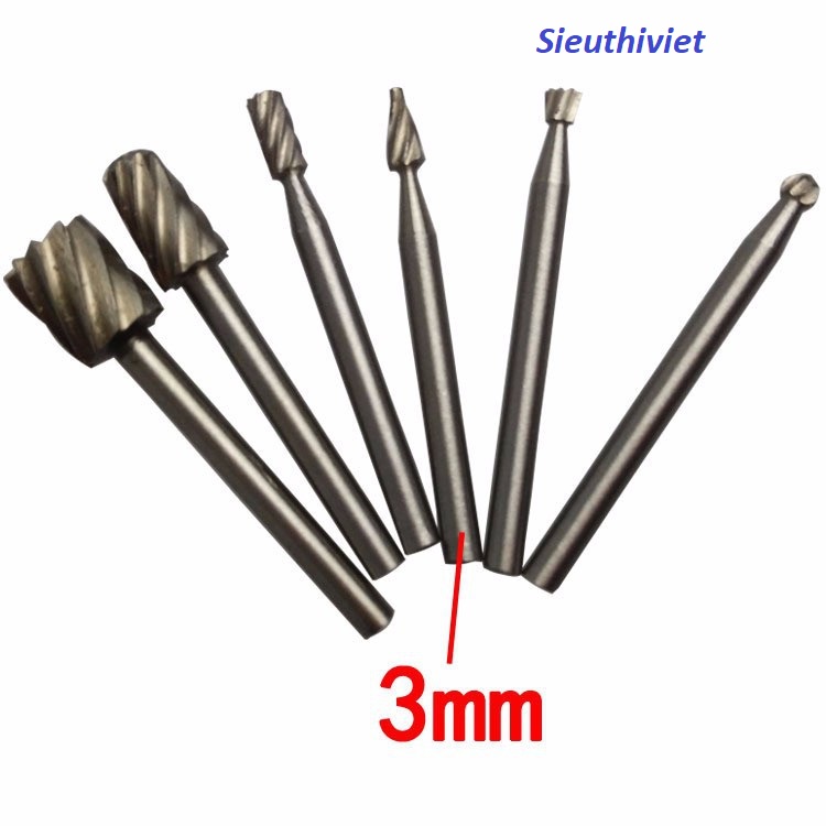 Bộ 6 mũi khắc mài làm lũa chạm trổ HSS cao cấp