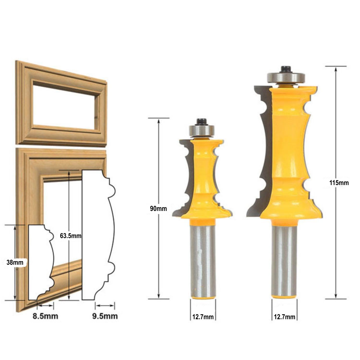 Bộ 2 mũi phay gỗ khung tranh, cốt 12.7mm