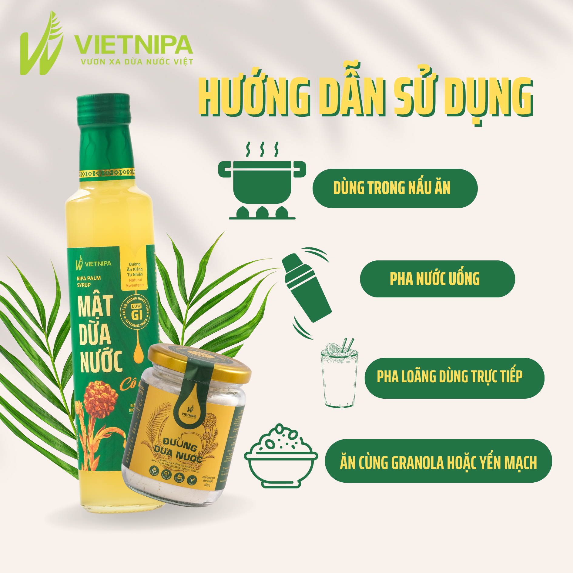 Mật Dừa Nước Cô Đặc Hữu Cơ VIETNIPA - 150g