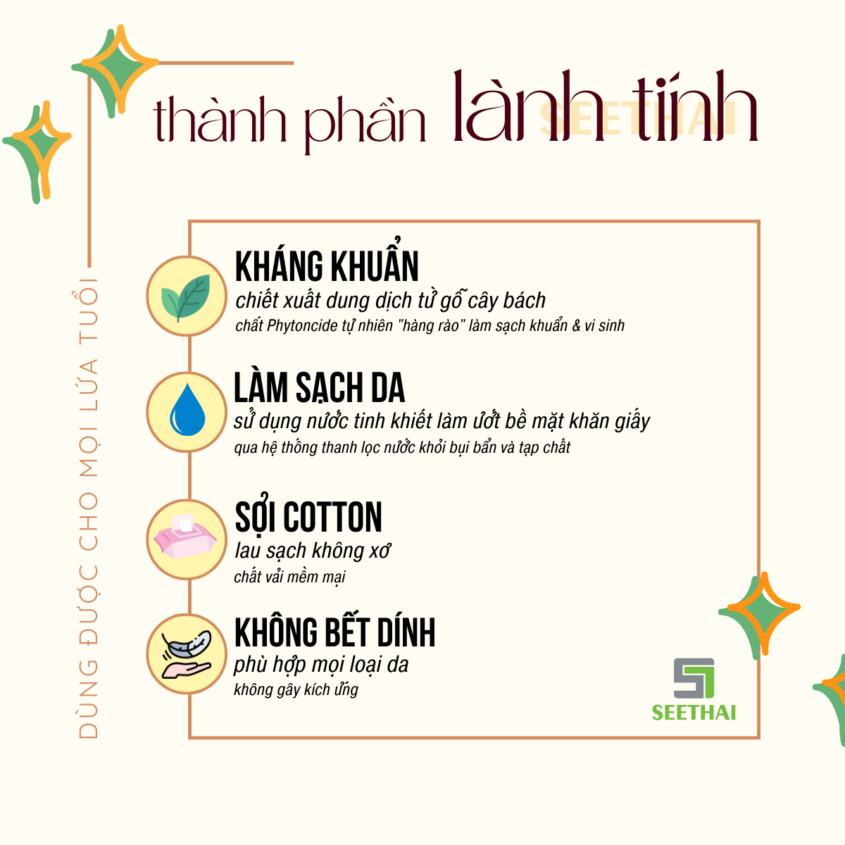 Khăn ướt NATURAL COTTON Hàn Quốc 100 tờ
