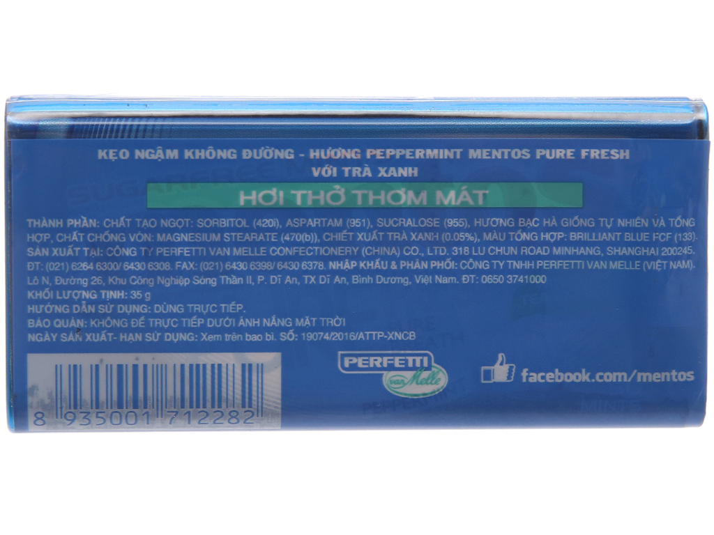 [Siêu thị WinMart] - MENTOS Kẹo Ngậm K.Đg Trà Xanh 35g