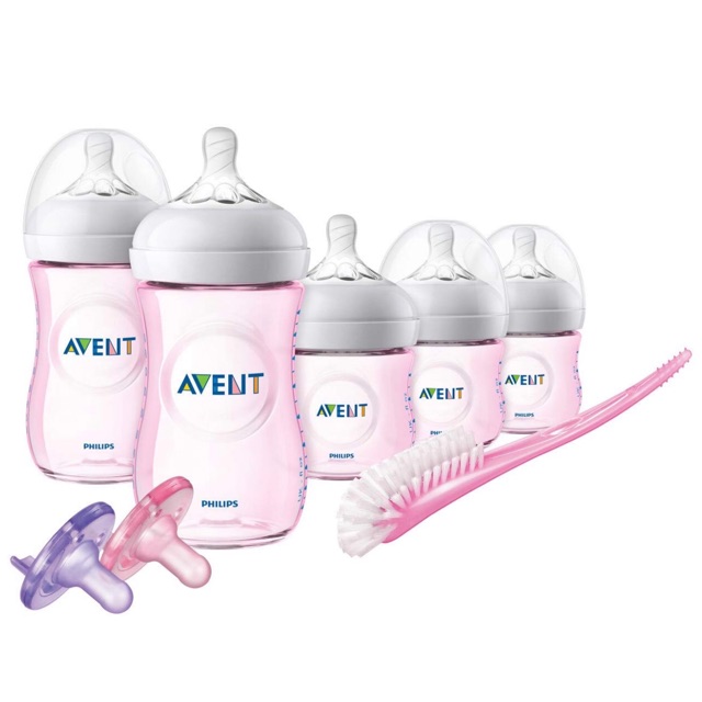 [HCM]Set 3 Bình Sữa Avent Natural Màu Hồng 260ML