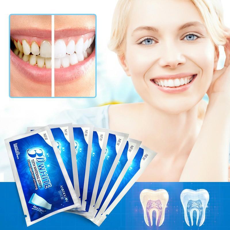 Full hộp 7 Tờ Miếng dán Trắng răng 3D 5D White Teeth Whitening Stripss
