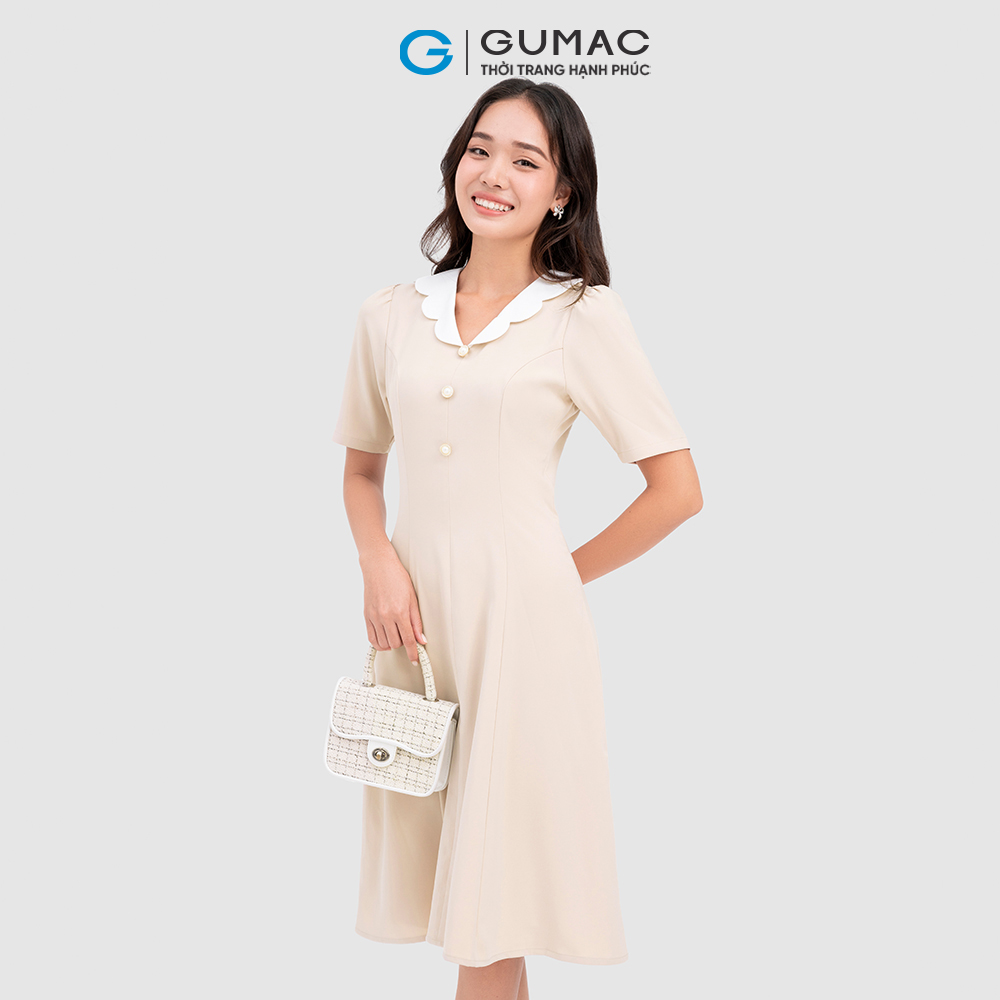 Đầm xòe phối cổ thời trang GUMAC DC10020