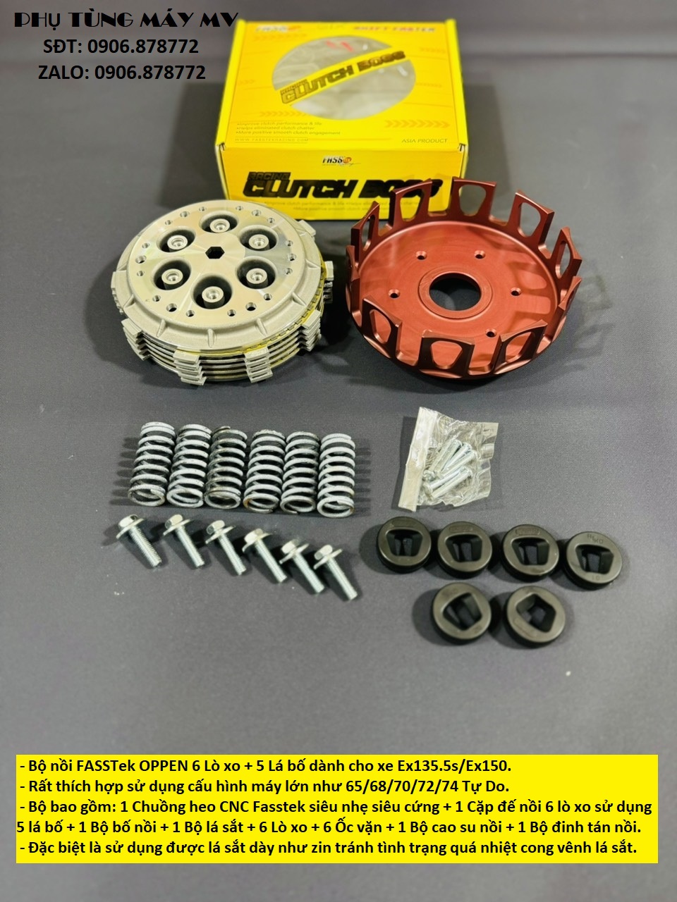 Bộ nồi 6 lò xo fasstek oppen siêu hoàn hảo dành cho xe ex150