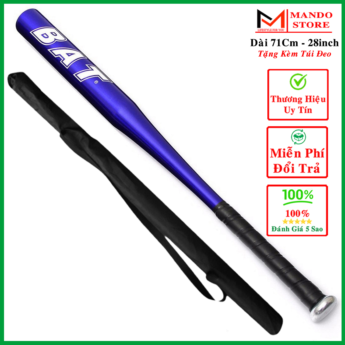 Gậy Bóng Chày Màu Xanh Dài 71Cm (28inch) - Tặng Túi Đựng Gậy Đánh Bóng Chày Hợp Kim Cao Cấp