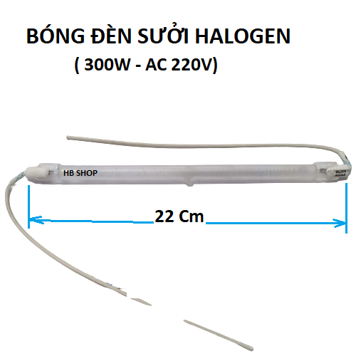 01 bóng đèn sưởi thẳng halogen có dây 300w-400w AC220V
