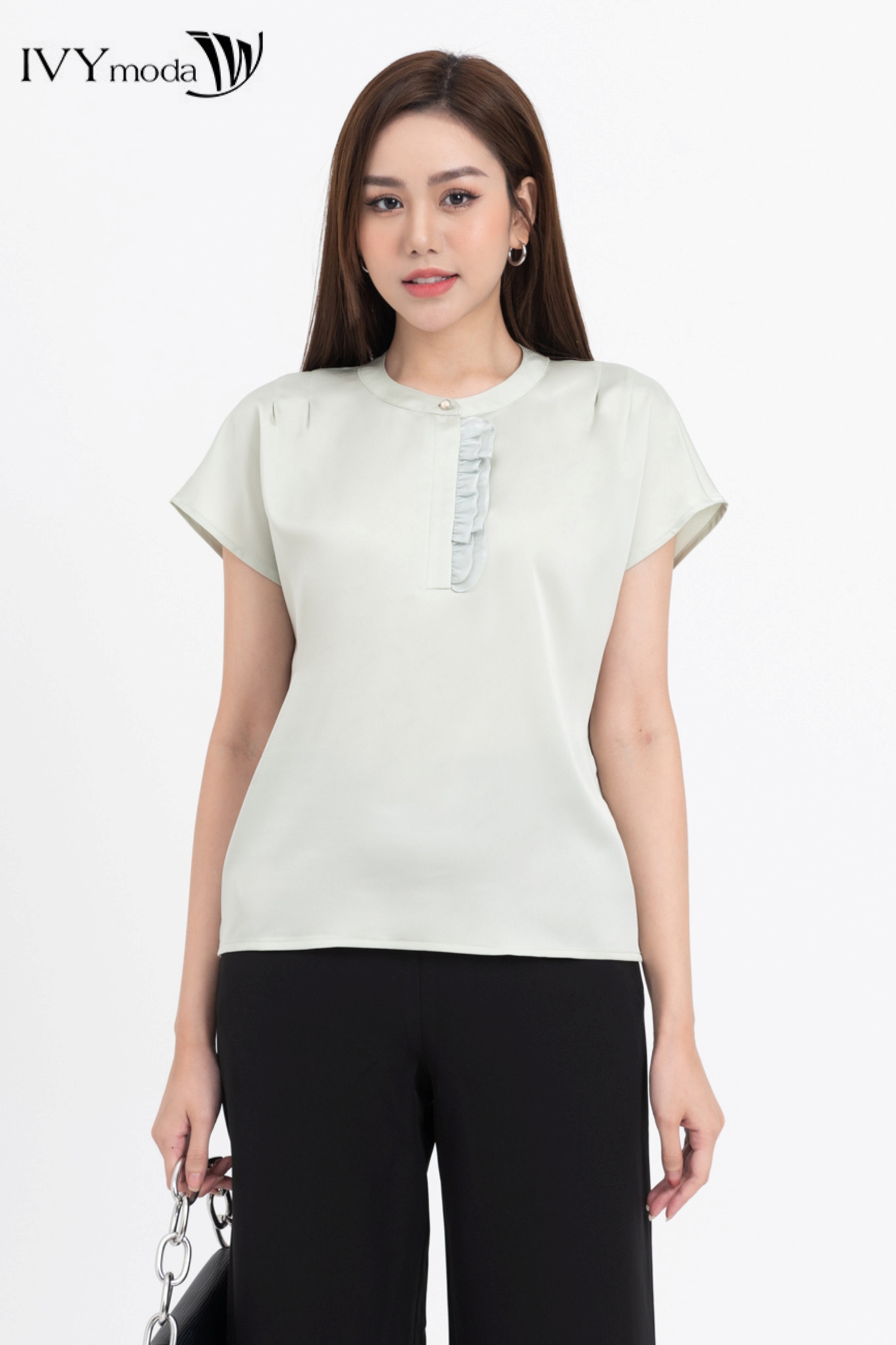 Áo lụa cổ tàu trụ IVY moda MS 16M8301