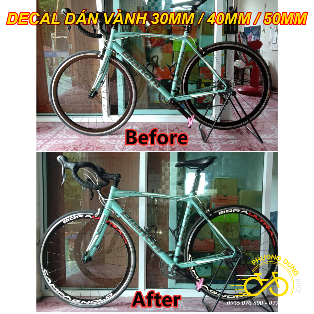 Tem decal dán vành xe đạp road 700C (CAMPA, DURA, GIANT, FAST FORWARD...)
