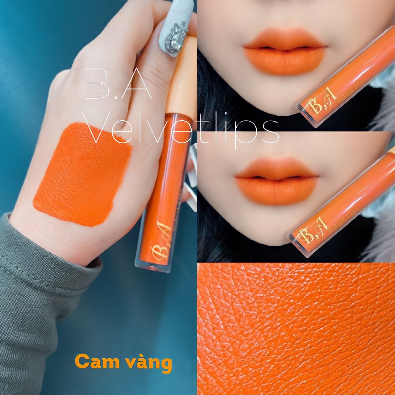 [Cam Vàng] Son Kem Lì Nắp Vàng Cao Cấp B.A Màu Cam Vàng