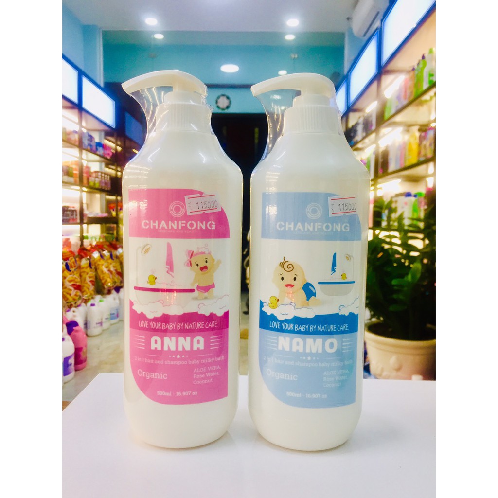 Sữa tắm gội hữu cơ organic chanfong namo và anna thái lan cho bé 500ml