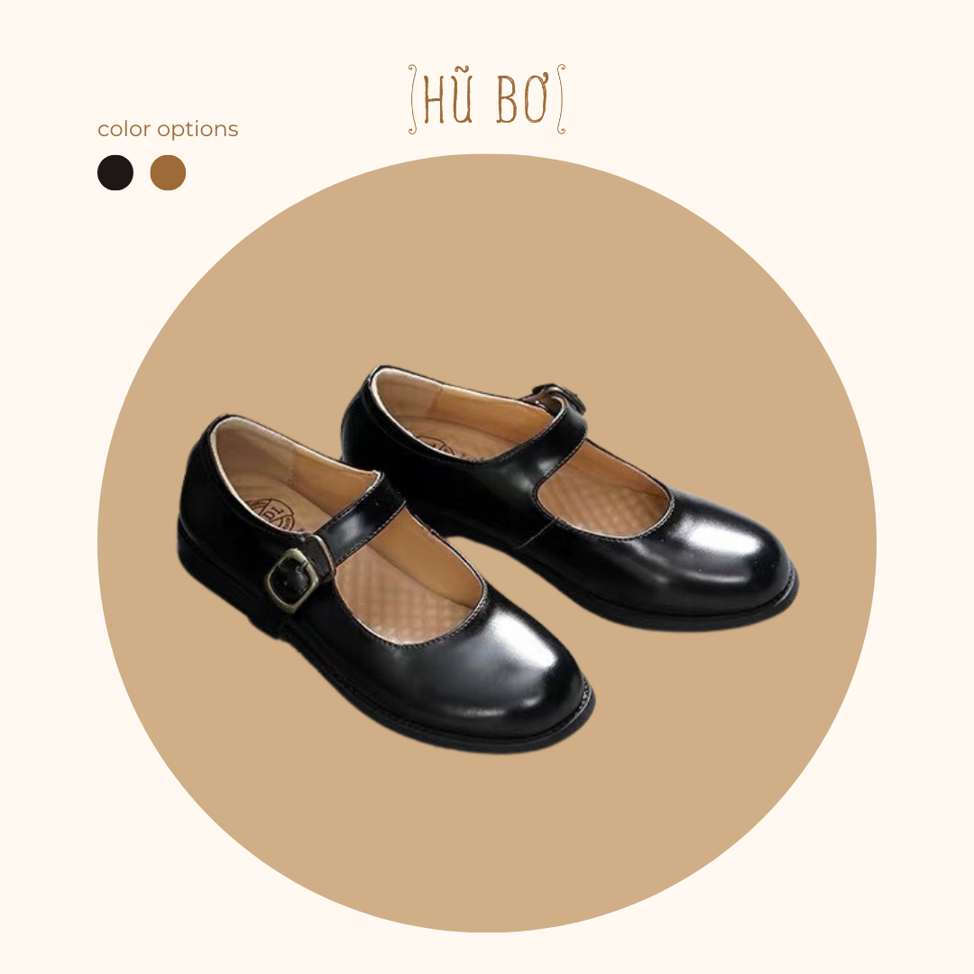 Mary Jane shoes (bản đế thấp)- Giày da bò nữ